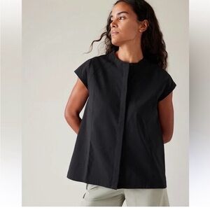 Athleta Oversized Performance‎ Poplin Popover Black Women's Blouse NWT Size XL